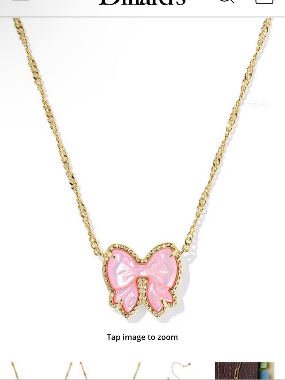 Kendra Scott Gold Necklace with Pink Bow Pendant